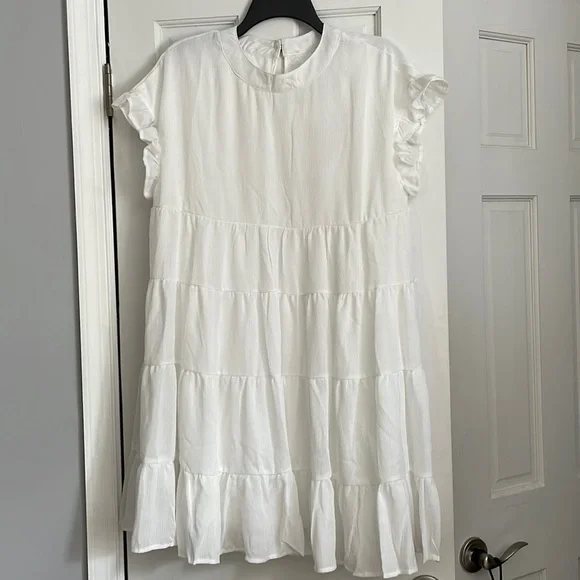 Joteisy Dresses | Joteisy Women's Babydoll Ruffle Mini Dress, Size Medium, White | Color: White | Size: M | Schunk's Closet Joteisy Dresses | Joteisy Women's Babydoll Ruffle Mini Dress, Size Medium, White | Color: White | Size: M | Schunk's Closet